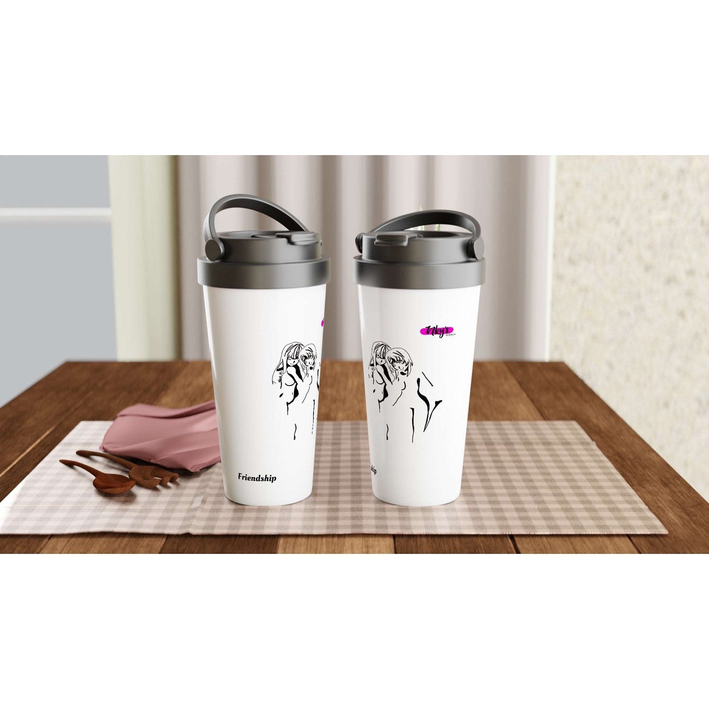 Friendship - White 15oz Stainless Steel Travel Mug